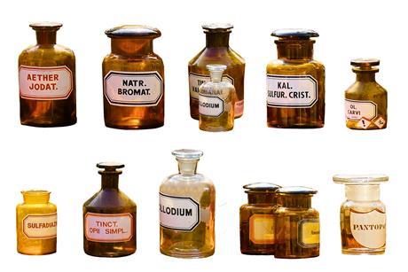 antieke apotheekflessen