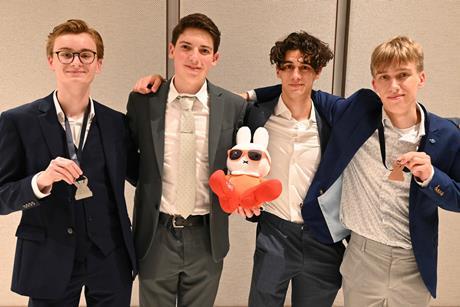Het Nederlandse team: Kjeld Zwitserloot, Koen in ’t Hout, Daniel Vleugel, Imre Bekkering