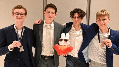 Het Nederlandse team: Kjeld Zwitserloot, Koen in ’t Hout, Daniel Vleugel, Imre Bekkering