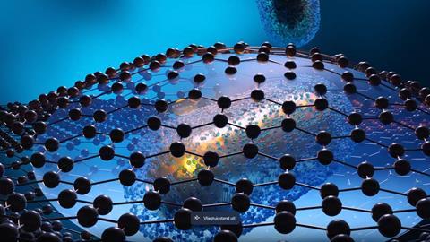Nanodeeltje in grafeenenvelop